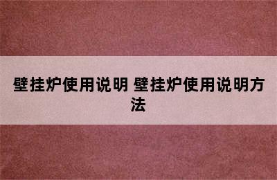 壁挂炉使用说明 壁挂炉使用说明方法